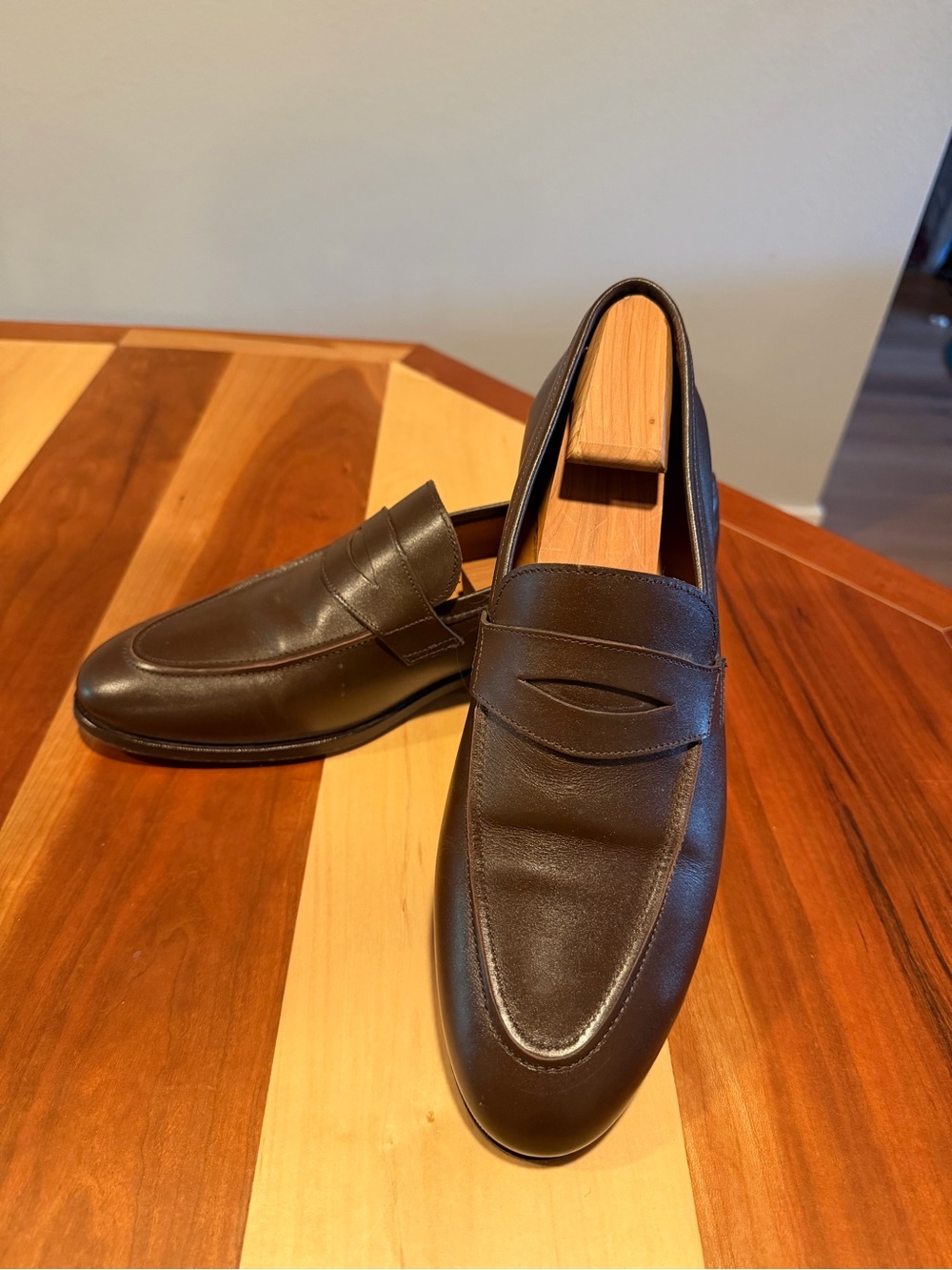 Jack Erwin Men's Brown Leather Penny Loafers